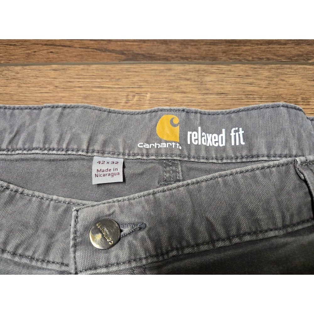 Carhartt Gray Jeans Relaxed Fit Mens 42x32 RN# 14806 Carpenter Pocket